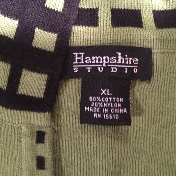 HAMPSHIRE STUDIO Green Black SPRING SUMMER Collared Polo Pullover, Size  XL - Picture 3 of 8